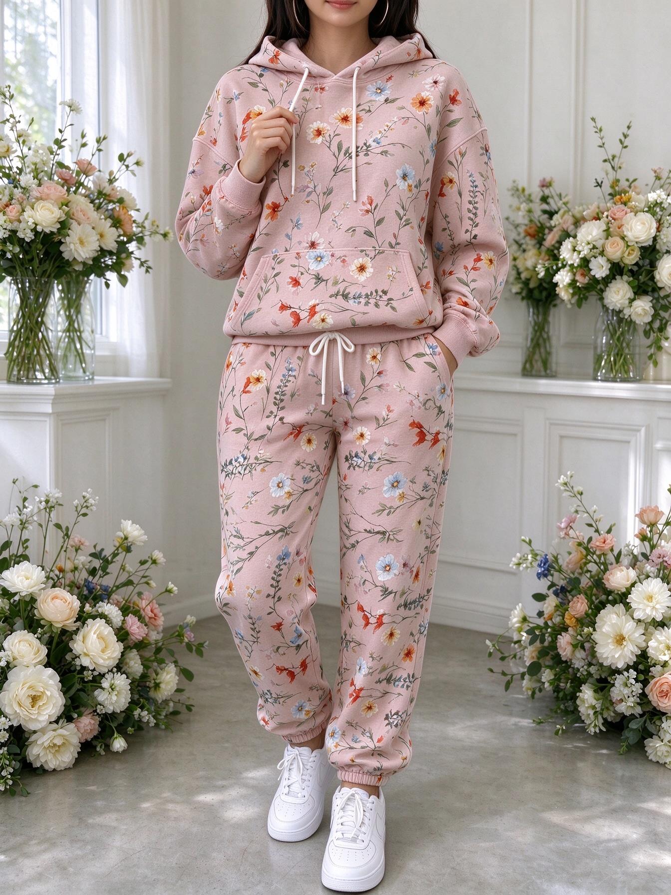 بدلة رياضية نسائية بطبعة زهور  - مراجعة Joggers Pants وسعره