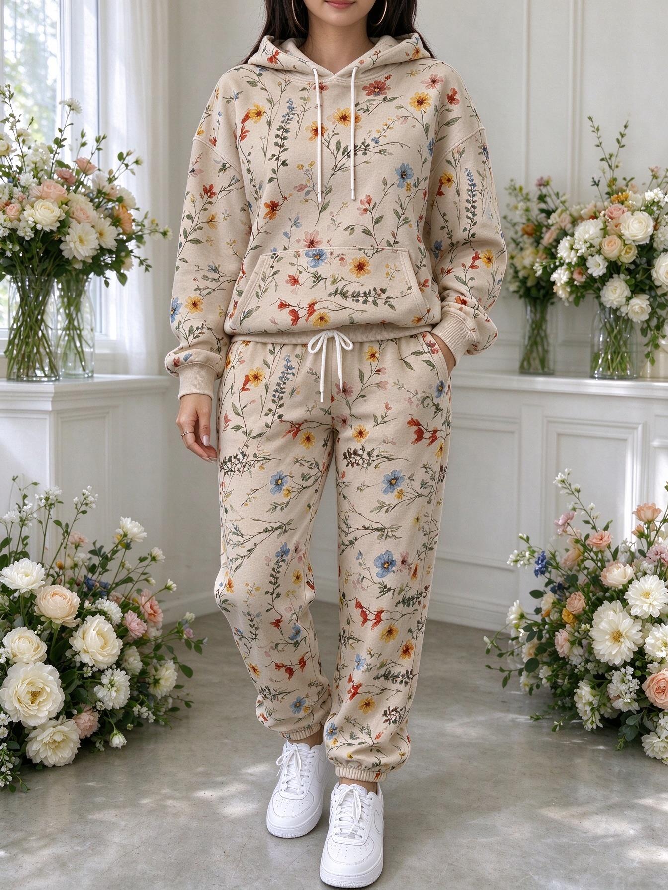 بدلة رياضية نسائية بطبعة زهور  - مراجعة Joggers Pants وسعره